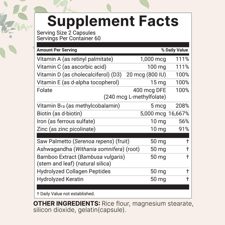 Micro Ingredients Hair Growth Vitamins for Women & Men, 120 Capsules