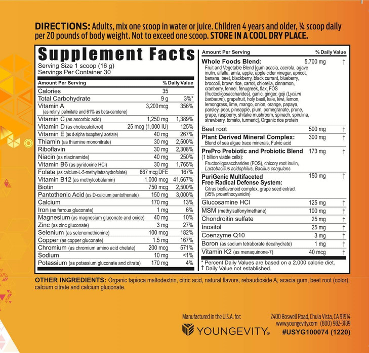 Youngevity Beyond Tangy Tangerine 2.5 Tropical Tangerine Ultimate Multi-Vitamin