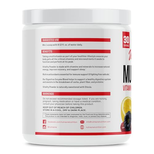 NutraOne Vitality Vitamin Powder Powdered Vitamin and Mineral Supplement (Fruit