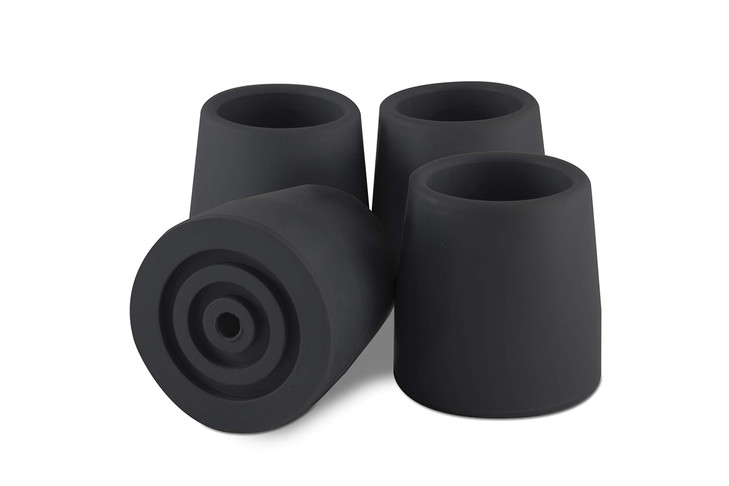 Essential Medical Supply Cane Tips - Replacement Pack of 4, Non-Skid Rubber Tips for Walking Canes, Designed to Fit 1 1/8" Wide Tubing with Metal Was