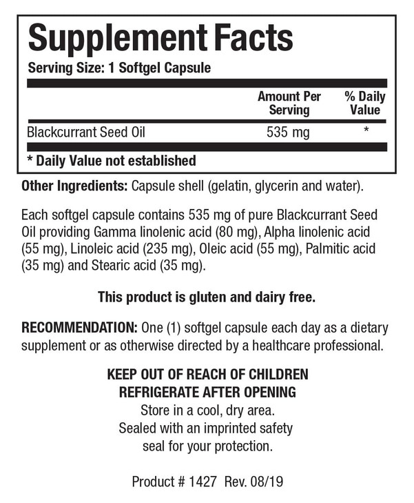 Biotics Research Blackcurrant Seed Oil 535 mg Natural Source of Gamma Linolenic