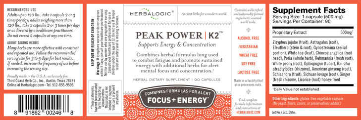 Herbalogic - Peak Power Capsules - Natural Energy & Focus