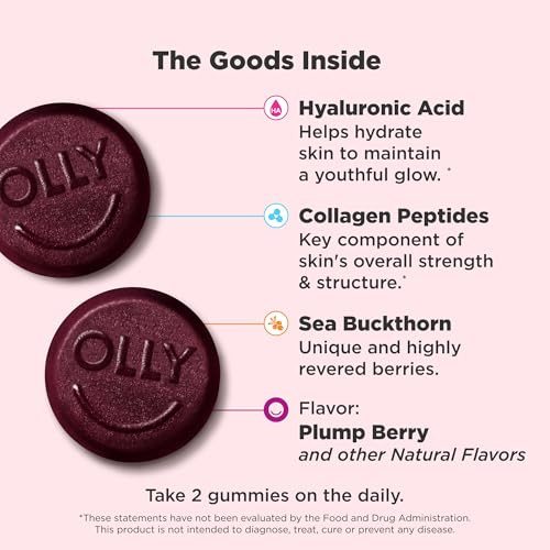 OLLY Glowing Skin Gummy, Hydrated & Youthful Skin,* Hyaluronic Acid, Collagen