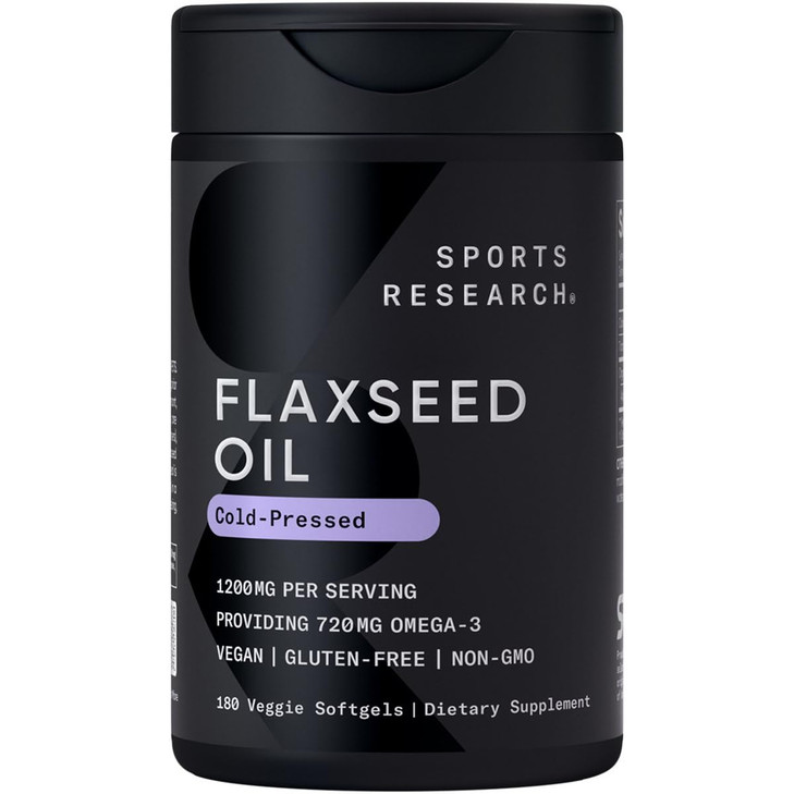 Sports Research Vegan Flaxseed Oil (1200mg) Herbal Supplement with Plant-Based