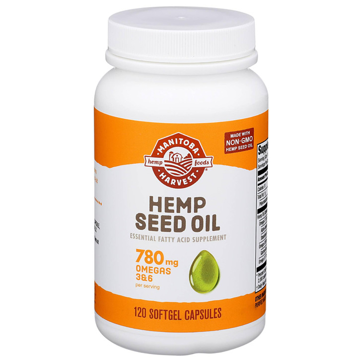 Manitoba Harvest Hemp Seed Oil Softgels, 780 Mg of Plant Based Omegas 3 & 6 per