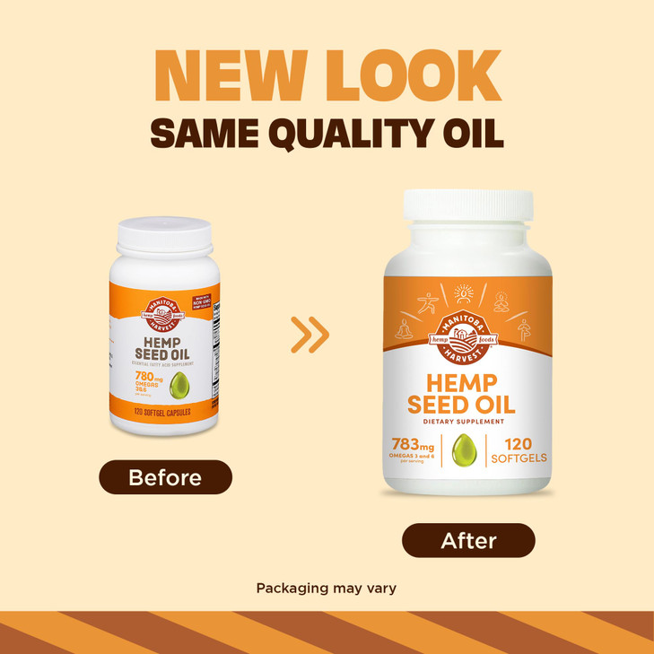 Manitoba Harvest Hemp Seed Oil Softgels, 780 Mg of Plant Based Omegas 3 & 6 per