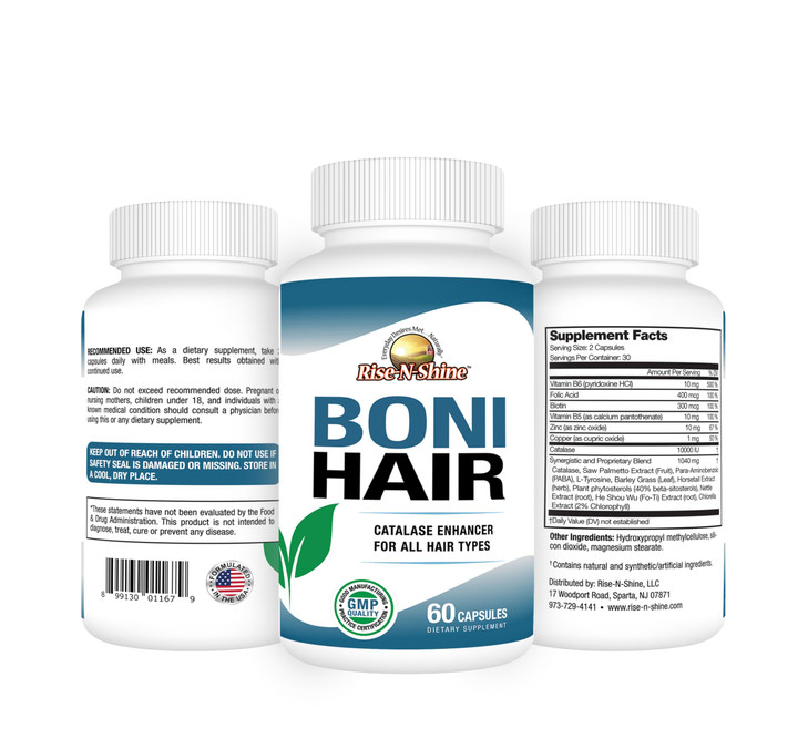 Rise-N-Shine BoniHair Catalase Supplement for Vibrant, Youthful Hair Support