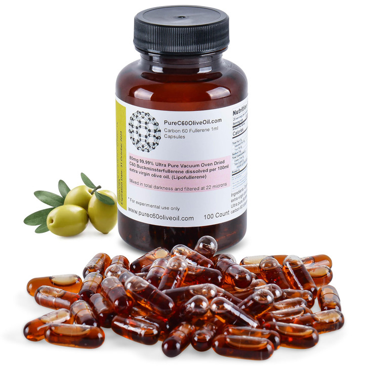 PureC60OliveOil C60 Organic Olive Oil Capsules Pills 100ml / 3.4 Fl Oz