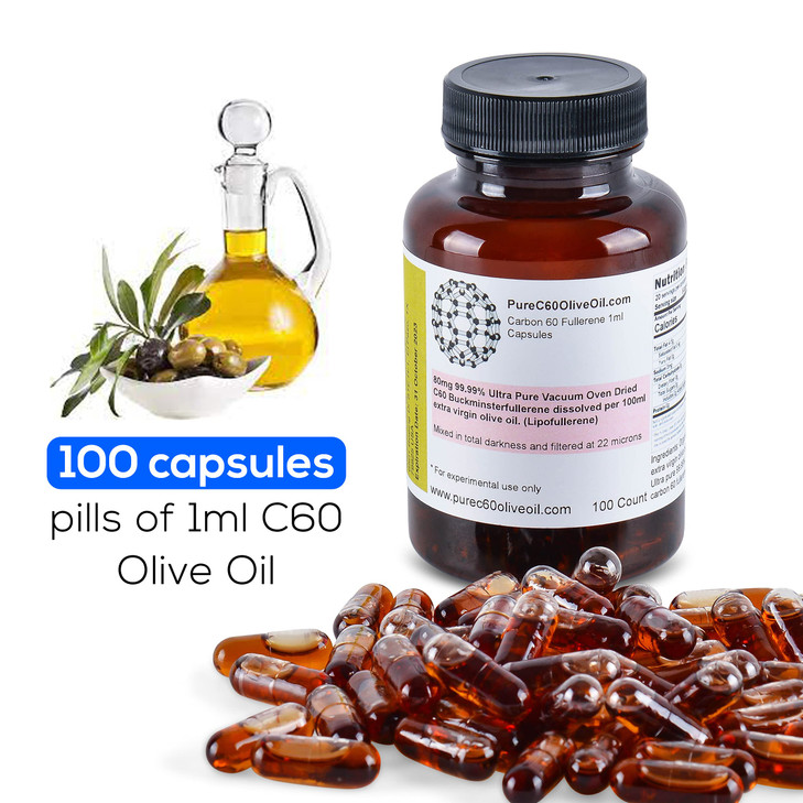 PureC60OliveOil C60 Organic Olive Oil Capsules Pills 100ml / 3.4 Fl Oz