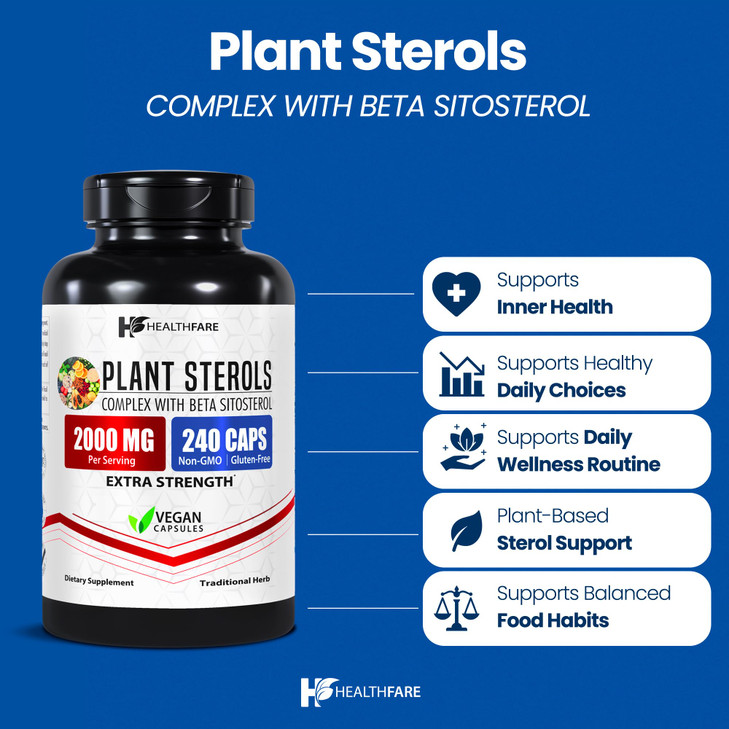 Healthfare Plant Sterols Capsules 2000mg - 240 Vegan Capsules