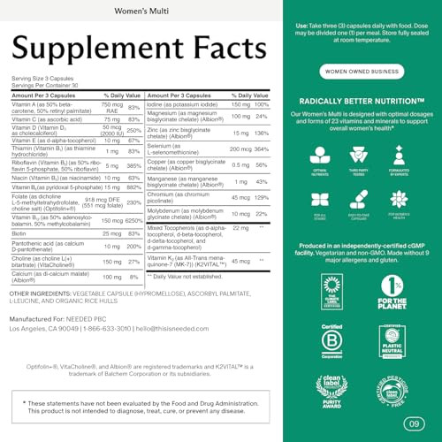 Needed. Multivitamin for Women with 23 Vitamins, Minerals and Antioxidants