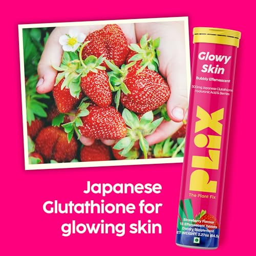 PLIX Glowy Skin 500mg Glutathione Supplement with Hyaluronic Acid, Vitamin C, E