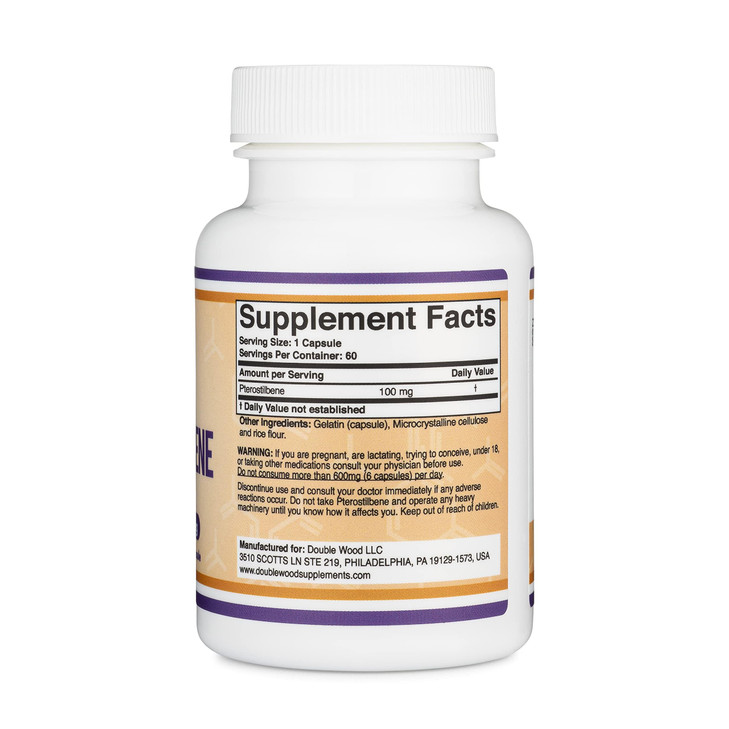 Pterostilbene Supplement 100mg Capsules (Third Party Tested) 60 Capsules