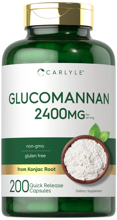 Carlyle Glucomannan Capsules - 200 Count - Soluble Fiber Pills