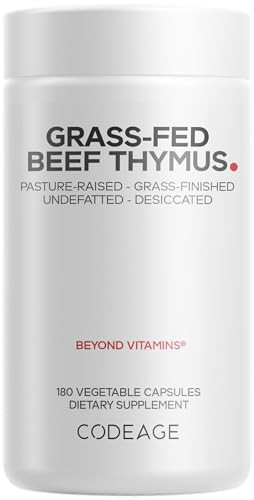 Codeage Grass Fed Beef Thymus Supplement Superfood, Freeze Dried, Non-Defatted