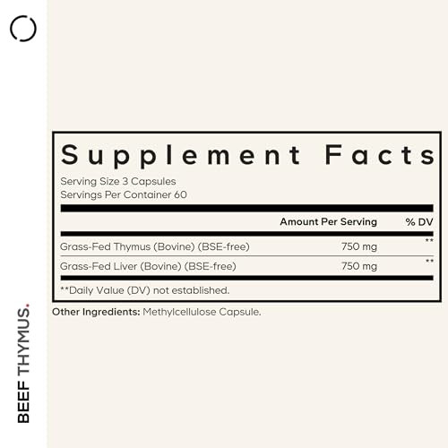 Codeage Grass Fed Beef Thymus Supplement Superfood, Freeze Dried, Non-Defatted