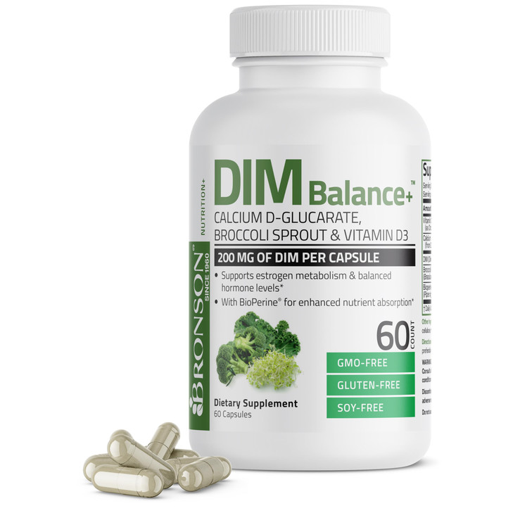 Bronson DIM Balance+ Calcium D-Glucarate, Broccoli Sprouts and Vitamin D3 200 MG