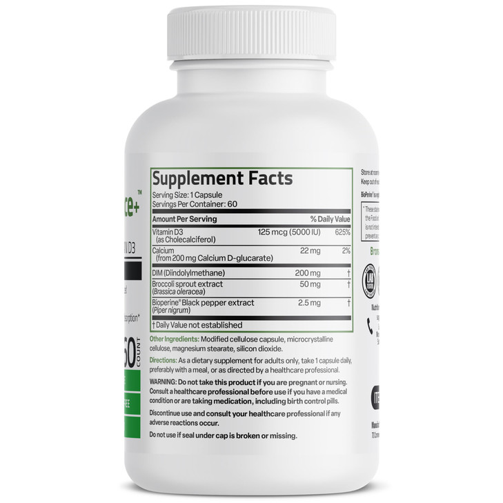Bronson DIM Balance+ Calcium D-Glucarate, Broccoli Sprouts and Vitamin D3 200 MG