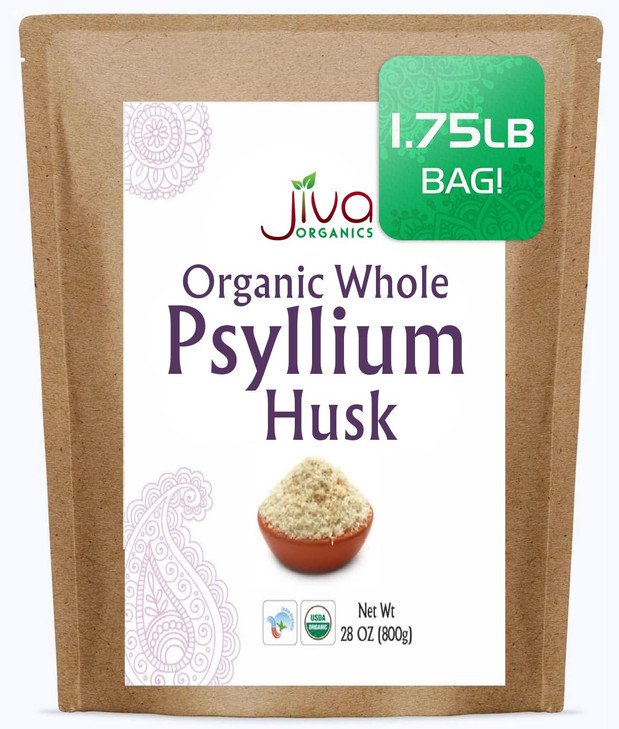 Jiva Organics Whole Psyllium Husk (Isabgol) 1.75 LB (28 Oz) Jumbo Bag