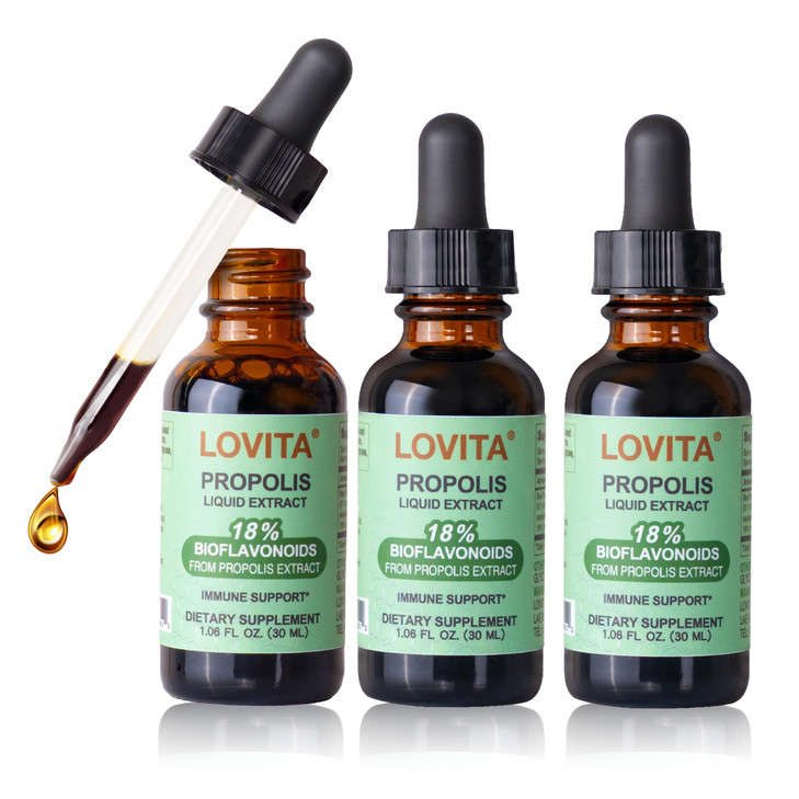 LOVITA Bee Propolis Liquid Extract 500mg, 5:1 Resin Drops with 18%