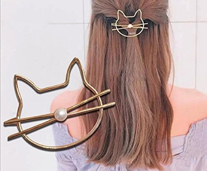 Fdesigner Cat Hair Clips Gold Fashion Hair Barrette Jewelry Cute Hairpins Accessories for Women and Girls (Gold ?)