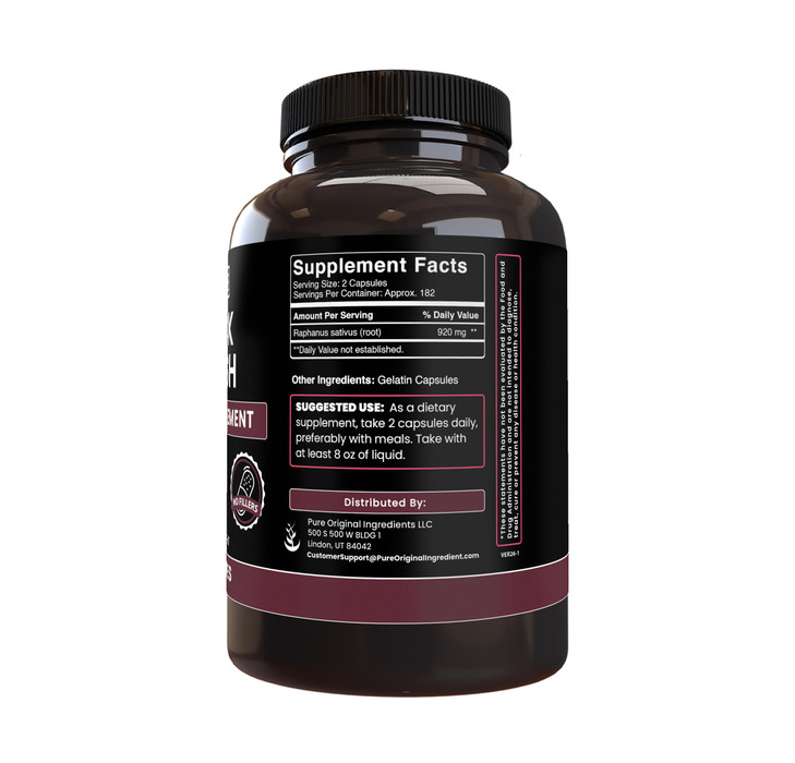 Pure Original Ingredients Black Radish (365 Capsules) No Magnesium Or Rice