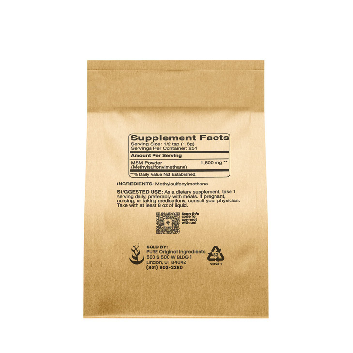 PURE ORIGINAL INGREDIENTS Methylsulfonylmethane (1lb) MSM, Natural Sulfur