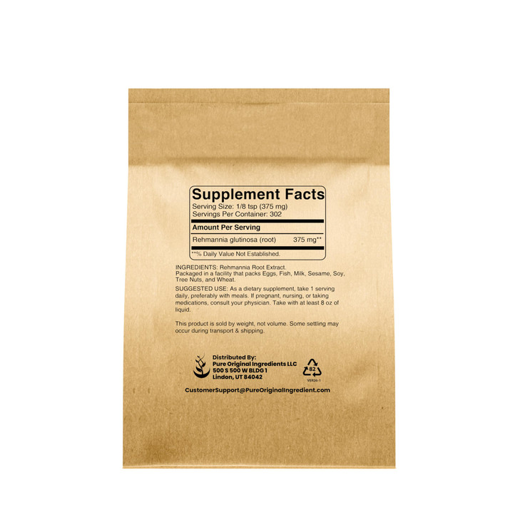 PURE ORIGINAL INGREDIENTS Rehmannia Root Extract Powder (4oz) Non-GMO, Chinese