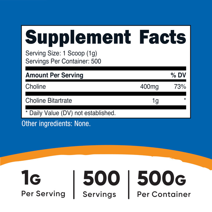 Nutricost Pure Choline Bitartrate Powder 500 Grams