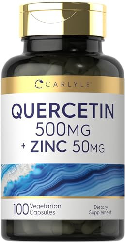 Carlyle Quercetin 500mg Capsules - with 50mg Zinc - 100 Count