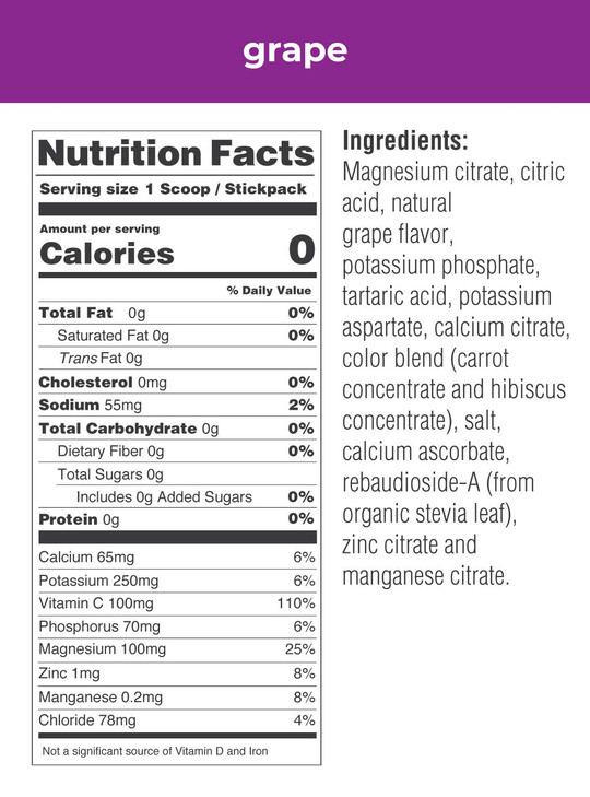 Ultima Replenisher Hydrating Electrolyte Powder, Grape, 20 Count Box, no Sugar