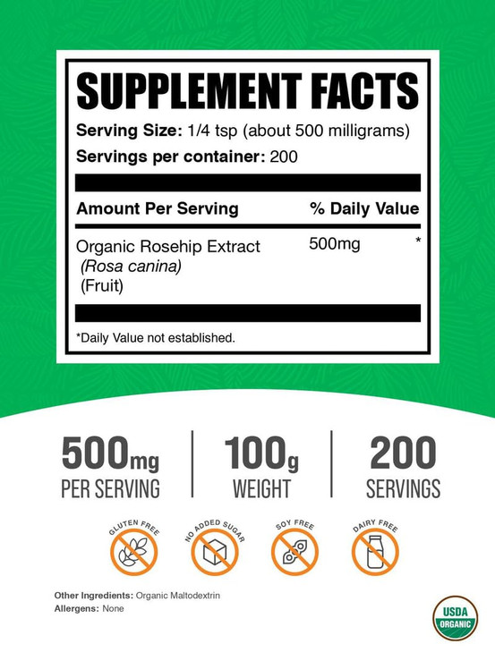 BulkSupplements.com Organic Rosehip Extract Powder