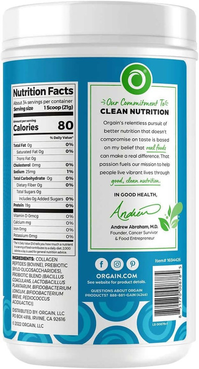 Orgain Collagen +Superfoods with 20 Grams of Grass-Fed Collagen and Vitamin C
