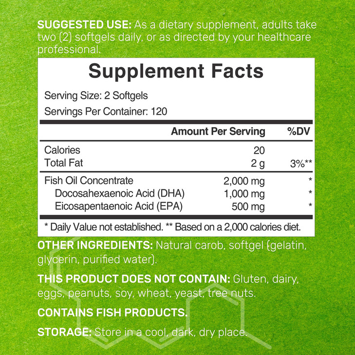DHA Supplements | 240 Softgels, Burpless, Lemon Flavor,