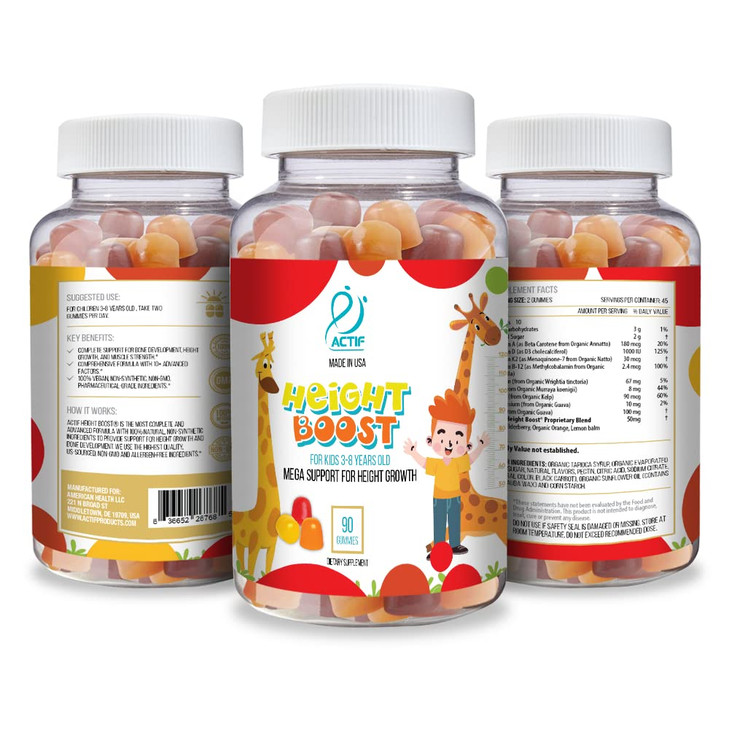 Actif Height Boost Mega Support for Kids 3-8 Years Old, Height Growth with 10+