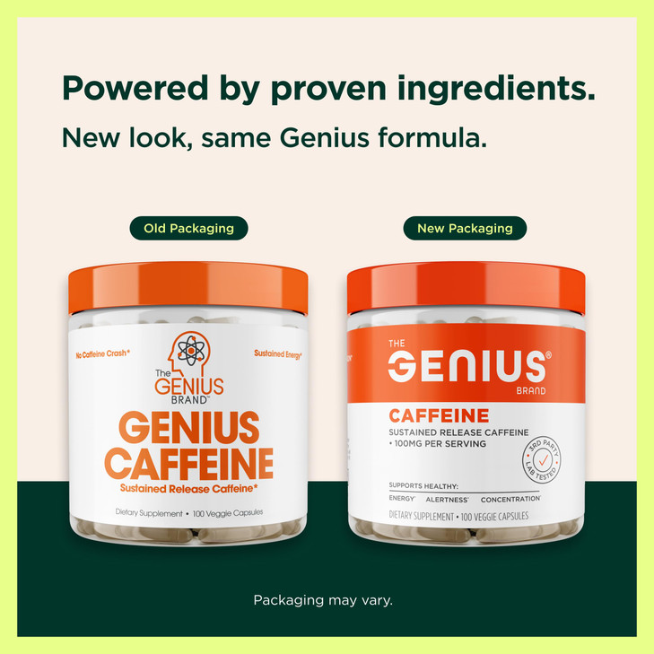 Genius Caffeine - Sustained-Release Microencapsulated Caffeine Pills for