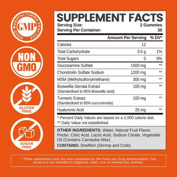 HOLLEGEND Glucosamine Chondroitin Gummies Sugar Free, Gummies Supplements
