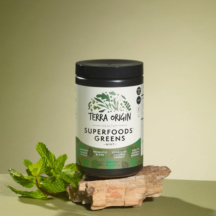 TERRA ORIGIN Healthy Superfood Greens Powder Drink with Probiotics & Ashwagandha