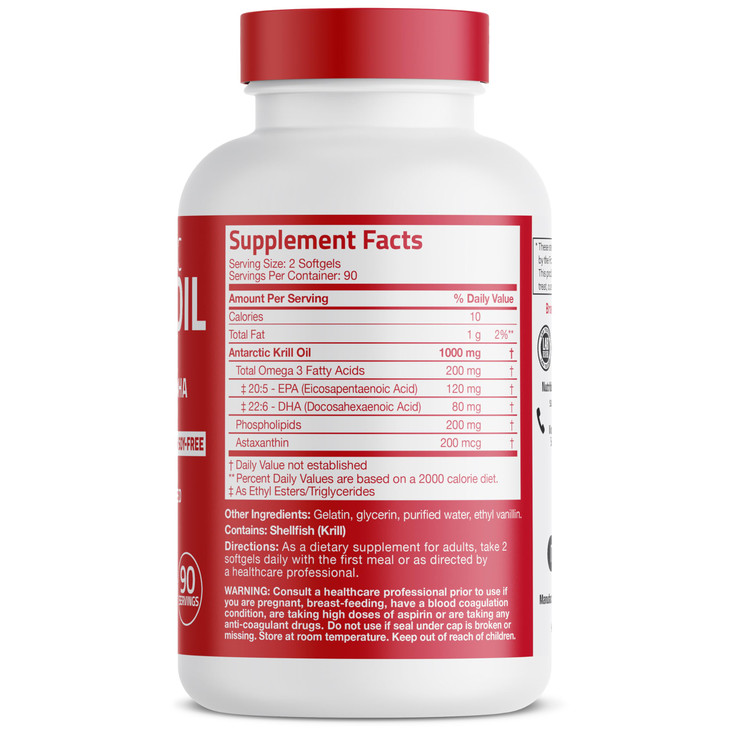 Bronson Antarctic Krill Oil 1000 mg with Omega-3s EPA, DHA, Astaxanthin