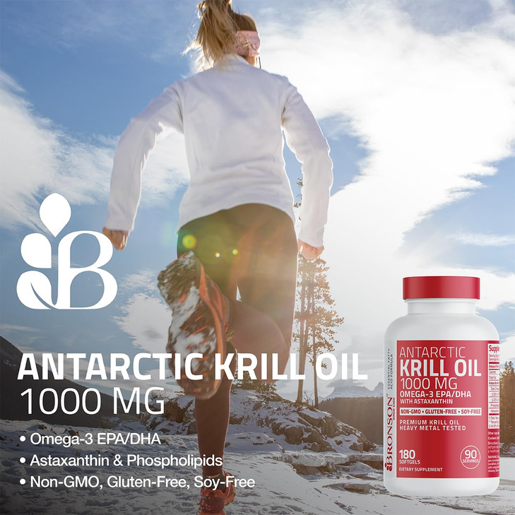 Bronson Antarctic Krill Oil 1000 mg with Omega-3s EPA, DHA, Astaxanthin