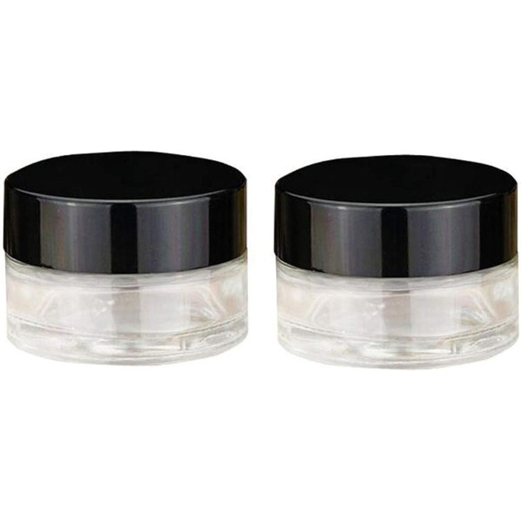 2PCS 5ML / 5Gram Small Litter Cute Round Empty Refillable Transparent Glass Bottle Jars Pot Container With Black Cap For Makeup Cosmetic