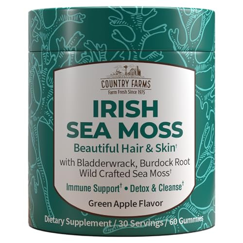 COUNTRY FARMS Irish Sea Moss Gummies, 2000mg Irish Moss, Burdock Root