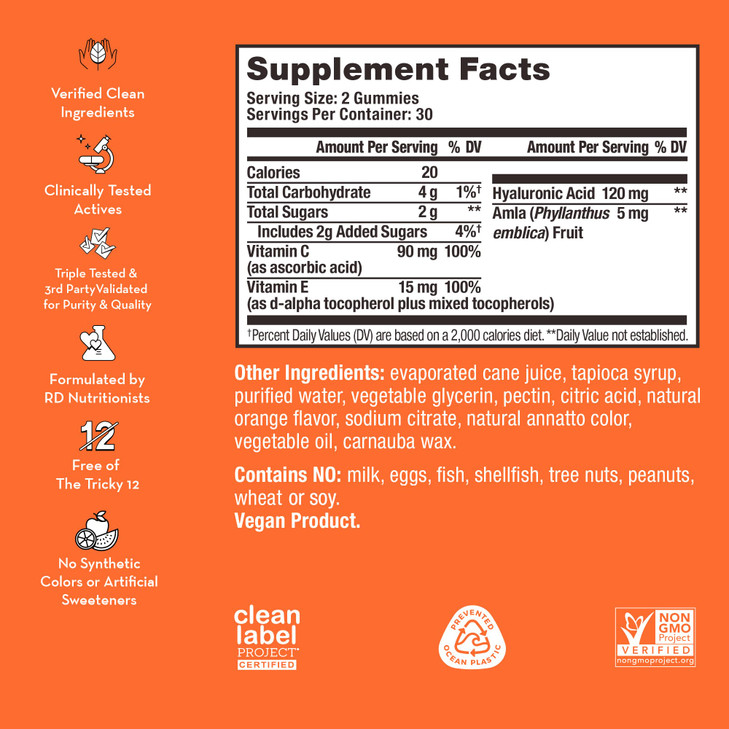 HUM Hyaluronic Glow Hydrating Skin Care Supplement, with Low Molecular