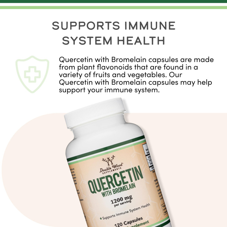 Quercetin with Bromelain - 120 Count (1,200mg Servings) Immune Health Capsules