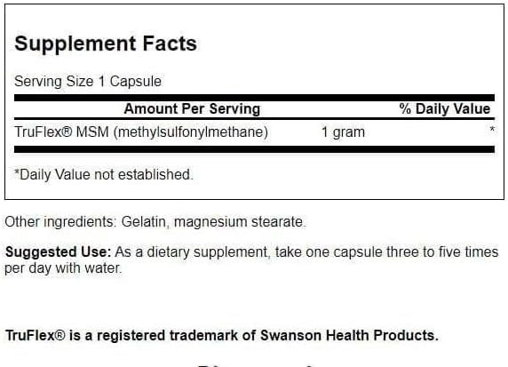 Swanson Msm 1,000 mg 120 Caps (2 Pack)