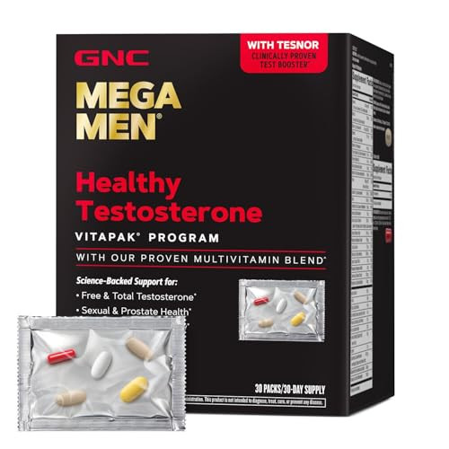 GNC Mega Men Healthy Testosterone Program, Complete Nutrition 4 Products in 1