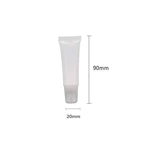 10PCS 15ML 0.5OZ Transparent Empty Mini Plastic Lip Gloss Soft Tubes with Screw Cap Lip Balm Hand Cream Holder DIY Reusable Refillable Vial Container