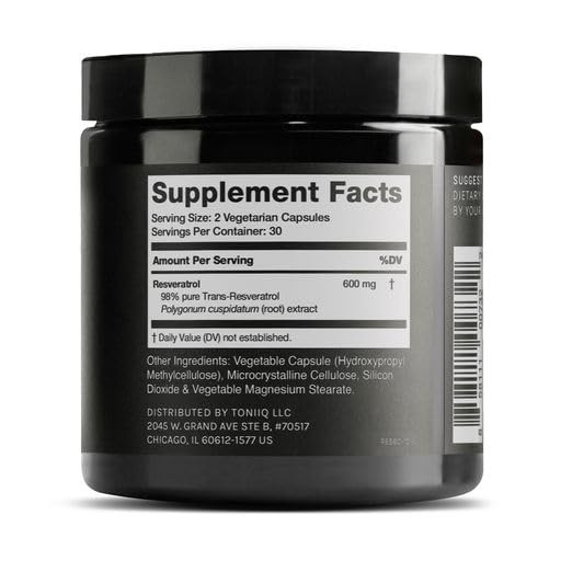 Toniiq Ultra High Purity Resveratrol Capsules