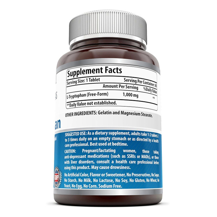 Amazing Formulas L-Tryptophan 1000mg Tablets Supplement - Made in USA (60 Count