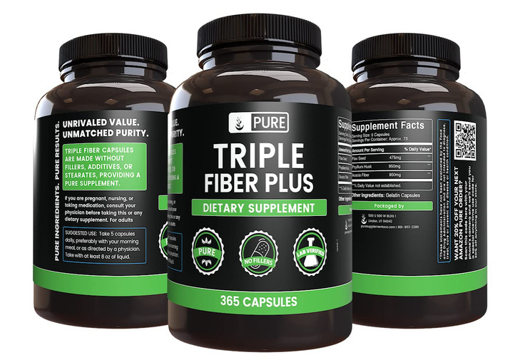 Pure Original Ingredients Triple Fiber (365 Capsules) No Magnesium Or Rice